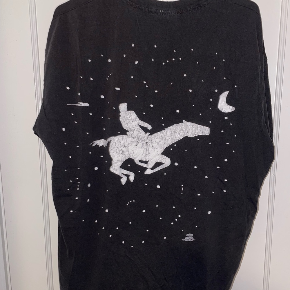 Black Graphic T-Shirt with White Horse Design